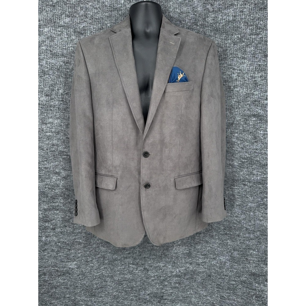 Lauren Ralph Lauren Blazer Mens 40L Gray Faux Suede Sport Coat Jacket Dog Lining